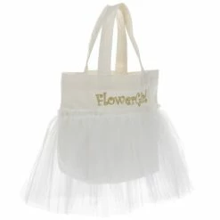 Best deal 🤩 White Flower Girl Tutu Tote Bag 🥰