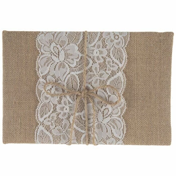 Budget 🌟 Burlap & Lace Guest Book ⭐