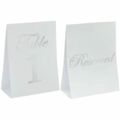 Buy 😀 Silver & White Table Number Cards ✨