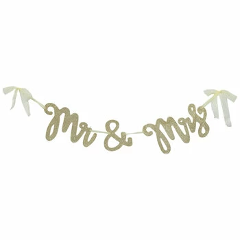Buy ⭐ Gold Glitter Mr & Mrs Banner ✔️