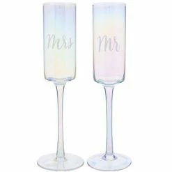 Iridescent Mr & Mrs Toasting Glasses