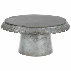 Scalloped Galvanized Metal Cake Stand