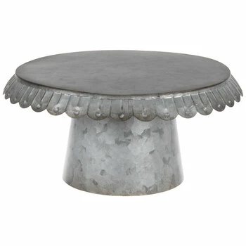 Scalloped Galvanized Metal Cake Stand