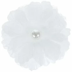 Wholesale ✨ White Satin & Tulle Flowers With Pearls ✔️