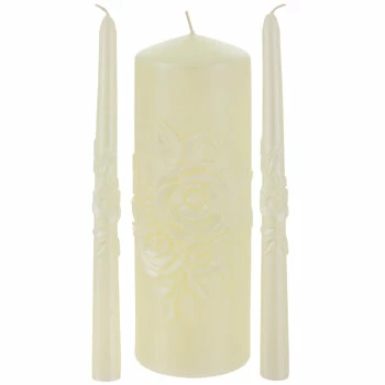 Ivory Pearl Roses Unity Candles