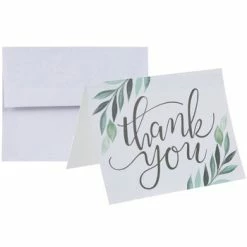 Outlet 🎉 Green Leaves Thank You Cards 🥰
