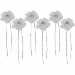 Flash Sale ⌛ White Iridescent Glitter Rose Hair Pins ⌛