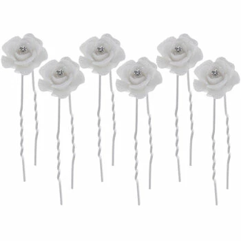 Flash Sale ⌛ White Iridescent Glitter Rose Hair Pins ⌛