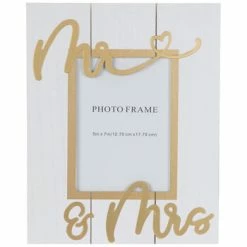 Gold Mr & Mrs Wood Frame - 5" X 7"