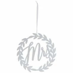White Mrs Wreath Metal Chair Sign