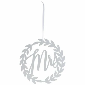 White Mrs Wreath Metal Chair Sign