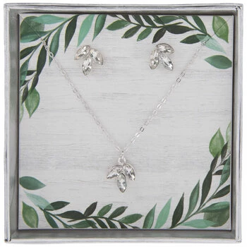 Top 10 ๐ Leaf Rhinestone Necklace & Earrings ๐