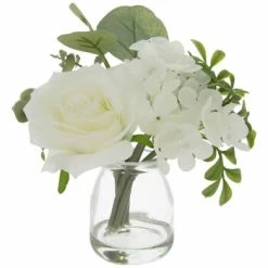 Promo 😀 White Rose & Eucalyptus In Glass Jar 🔔