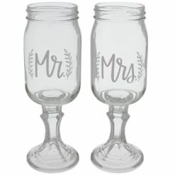 Promo 🧨 Mr & Mrs Mason Jar Toasting Glasses ✔️